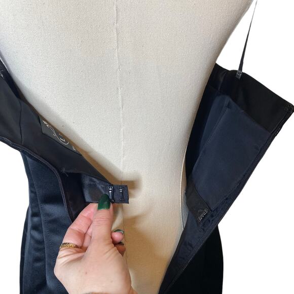 Vintage Luxe by Sheila Yen Black Satin A-Line Asymmetrical Cocktail Dress size 4 - Picture 5 of 8